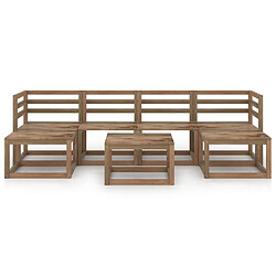 vidaXL Salon de jardin 7 pcs Marron Bois de pin imprégné