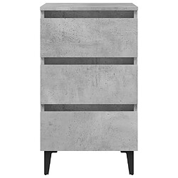 Acheter vidaXL Table de chevet avec pieds en métal gris béton 40x35x69 cm