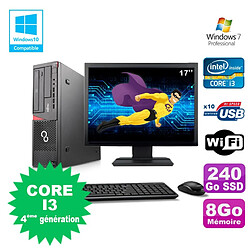 Lot PC Fujitsu E720 E85+ I3-4130 3.4GHz 8Go 240Go Graveur WIFI W7 + Ecran 17" · Occasion 