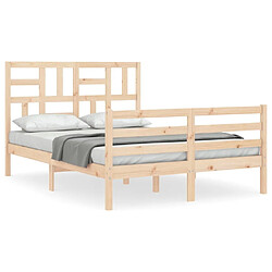 Maison Chic Cadre/structure de lit avec tête de lit pour adulte - Lit Moderne Chambre 140x190 cm bois massif -MN30514