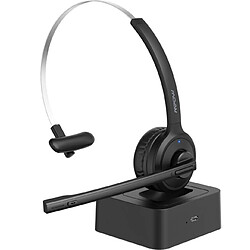 Universal M5 Pro Bluetooth 4.1 Casque avec microphone Recharge de base Casque sans fil PC Ordinateur portable Appelez le bureau central 18 heures de négociation Casque Bluetooth Casque 