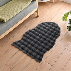 LUUCOZK Tapis moelleux en fausse fourrure tapis à poils longs pour chambre à coucher salon-slip-gris foncé-Irrégulier 60x90cm 