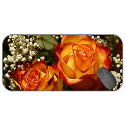 Universal (750x300x3) xxl grand pad de souris professionnelle, nature, rose, soupçon professionnel de fleurs, bords cousus