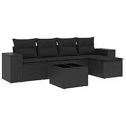 Maison Chic Salon de jardin 6 pcs avec coussins | Ensemble de Table et chaises | Mobilier d'Extérieur noir résine tressée -GKD89606