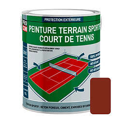 PRO COM Peinture tennis, peinture terrain de sport, rénovation et protection de terrain sportif PROCOM-2.5 litres-Rouge tennis (RAL 040 30 40)