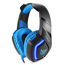 Wewoo Casque PC bleu pour PS4, Smartphone, Tablet, PC, ordinateur portable 3.5mm Plug USB stéréo LED Light Headphone avec microphone,