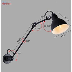 Acheter Universal Lampe murale moderne simple vintage nordique télescopique swing double lampes murales salon chambre lit luminaire (medium noir)