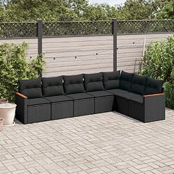 Maison Chic Ensemble Tables et chaises d'extérieur 7pcs avec coussins,Salon de jardin noir résine tressée -GKD118668