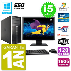 PC HP 6300 MT Ecran 19" Core i5-2400 RAM 16Go SSD 120Go Graveur DVD Wifi W7 · Occasion 