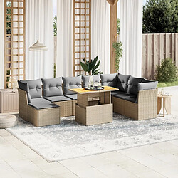 vidaXL Salon de jardin avec coussins 9 pcs beige résine tressée 