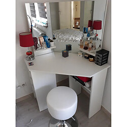 Mpc Coiffeuse d'angle avec miroir + tabouret + led