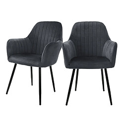 ML-Design Lot de 2 chaises de salle à manger rembourrée, asisse en velours, gris, en métal 