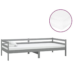 Maison Chic Lit de jour avec matelas, Lit de repos Lit d'invité pour Salon Chambre,Canapé-lit 90x200 cm Gris Bois de pin massif -MN91346