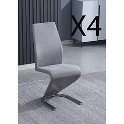 Pegane Lot de 4 chaises de salle à manger en jarama coloris gris avec pieds coloris chromé - Longueur 54 x profondeur 64 x hauteur 100 cm 