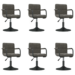 vidaXL Chaises pivotantes à manger lot de 6 gris foncé velours