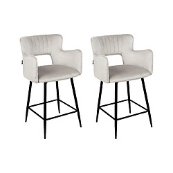 Beliani Tabouret de bar Set de 2 Velours Gris clair SANILAC 