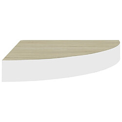 Avis vidaXL Étagère d'angle murale Chêne et blanc 25x25x3,8 cm MDF