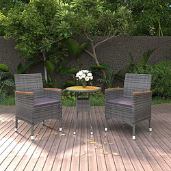 Maison Chic Mobilier à dîner 3 pcs de jardin - Ensemble table et chaises d'extérieur - Salon/Mobilier de jardin classique Résine tressée Gris -MN72294