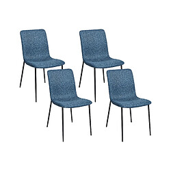 Beliani Chaise de salle à manger GLENDIVE Set de 4 Tissu Bleu foncé