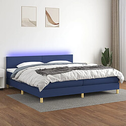 vidaXL Sommier à lattes de lit et matelas et LED Bleu 200x200 cm Tissu 