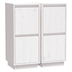 Maison Chic Ensemble de 2 Buffets,commode,console pour rangement Blanc 31,5x34x75 cm Bois massif de pin -MN79785