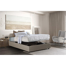 Autrement Talamo Italia Silvia lit double avec conteneur, Made in Italy, en éco-cuir, 160x190 cm, avec ouverture frontale, Taupe, avec matelas inclus.