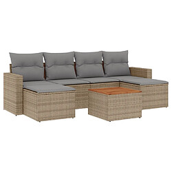 vidaXL Salon de jardin avec coussins 7pcs mélange beige résine tressée