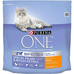 Purina One Spécial Pelage & Boules de Poils - au Poulet et aux Céréales Complètes - 1,5 KG - Croquettes pour Chat Adulte - Lot de 6 