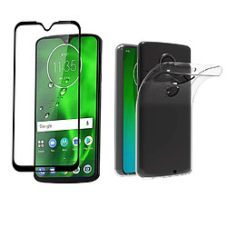 Xeptio Motorola Moto G7 verre trempé protection écran vitre Full cover noir ET coque transparente 