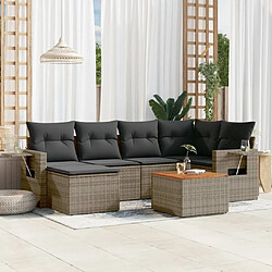 Maison Chic Salon de jardin avec coussins 7 pcs, Ensemble Tables et chaises de jardin, gris résine tressée -GKD314584