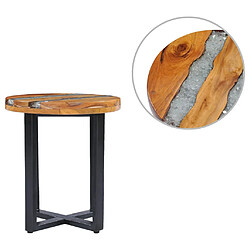 vidaXL Table basse 40x45 cm Bois de teck massif et polyrésine 