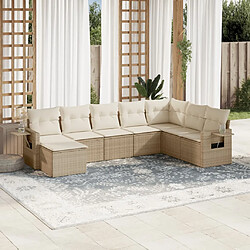 vidaXL Salon de jardin avec coussins 8 pcs beige résine tressée