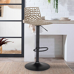 Tabouret Design Cuisine Bar Base Noire Mate Réglable Grand Soleil Spider Matt, Couleur: Beige Juta