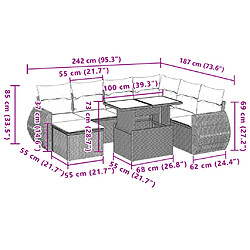 vidaXL Salon de jardin avec coussins 8 pcs beige résine tressée pas cher