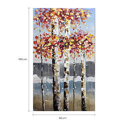 Tableau Peinture Abstraite Kuatéh 60x100 cm Arbres avec Fond Bleu Huile sur Toile