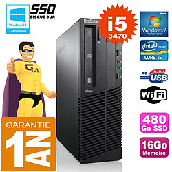 PC Lenovo M92p SFF Core I5-3470 Ram 16Go Disque 480 Go SSD Graveur DVD Wifi W7 · Occasion 