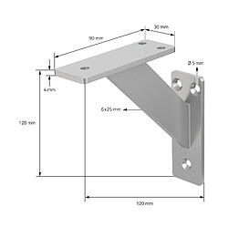 ML-Design 4x Support étagère murale fixation flottante aluminium argent robuste 120x120 mm pas cher