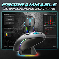 Spirit of Gamer Souris Sans fil NOIRE M50 2.4ghz 8000DPI 6 BOUTONS RGB rechargeable + station de charge élégante RGB