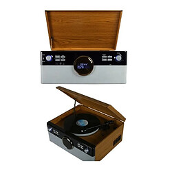 Fpe Platine Disque Vinyle Vintage BOIS Radio Bluetooth DAB+/FM/USB/RCA/AUX/Télécommande/Lecteur CD/Cassette Platine Vinyle 