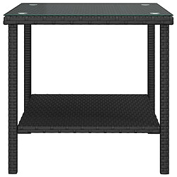 Avis vidaXL Table d'appoint noir 45x45x45 cm poly rotin et verre trempé