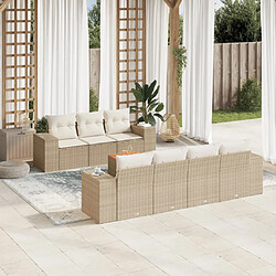 Maison Chic Salon de jardin avec coussins 8 pcs | Ensemble de Table et chaises | Mobilier d'Extérieur beige résine tressée -GKD68530