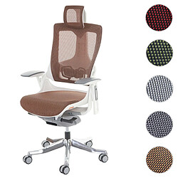 Mendler Fauteuil de bureau MERRYFAIR Wau 2, chaise pitovante, rembourrage / filet, ergonomique ~ marron/orange 