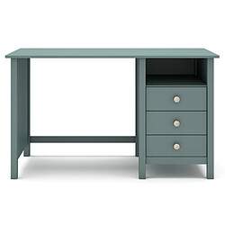 Pegane Meuble de bureau, table de bureau avec 3 tiroirs coloris vert pétrole - Longueur 120 x Profondeur 54 x Hauteur 74 cm