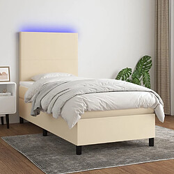 Sommier à lattes,Cadre à lattes de lit et matelas et LED pour Adulte Crème 90x190 cm Tissu -MN28598