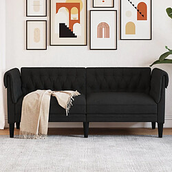 vidaXL Canapé Chesterfield 2 places noir tissu