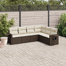 vidaXL Salon de jardin avec coussins 6 pcs marron résine tressée 