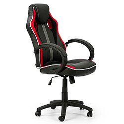 Vs Venta-Stock Fauteuil de Bureau réglabe et inclinable Formula tapissé en Similicuir et Tissu Maille, Couleur Noir et Rouge, accoudoirs rembourrés. 