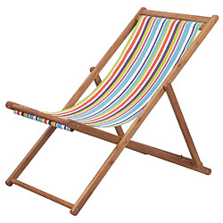 vidaXL Chaise pliable de plage Tissu et cadre en bois Multicolore 