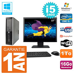 PC HP 6200 SFF Ecran 27" Intel i5-2400 RAM 16Go Disque 1To Graveur DVD Wifi W7 · Occasion 