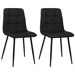 Decoshop26 Lot de 2 chaises de salle à manger en tissu noir pieds métal noir mat style moderne CDS101107 